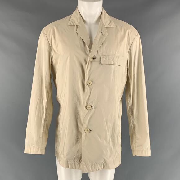 ISSEY MIYAKE Size 40 Beige Solid Nylon Notch Lapel Jacket - Picture 1 of 4